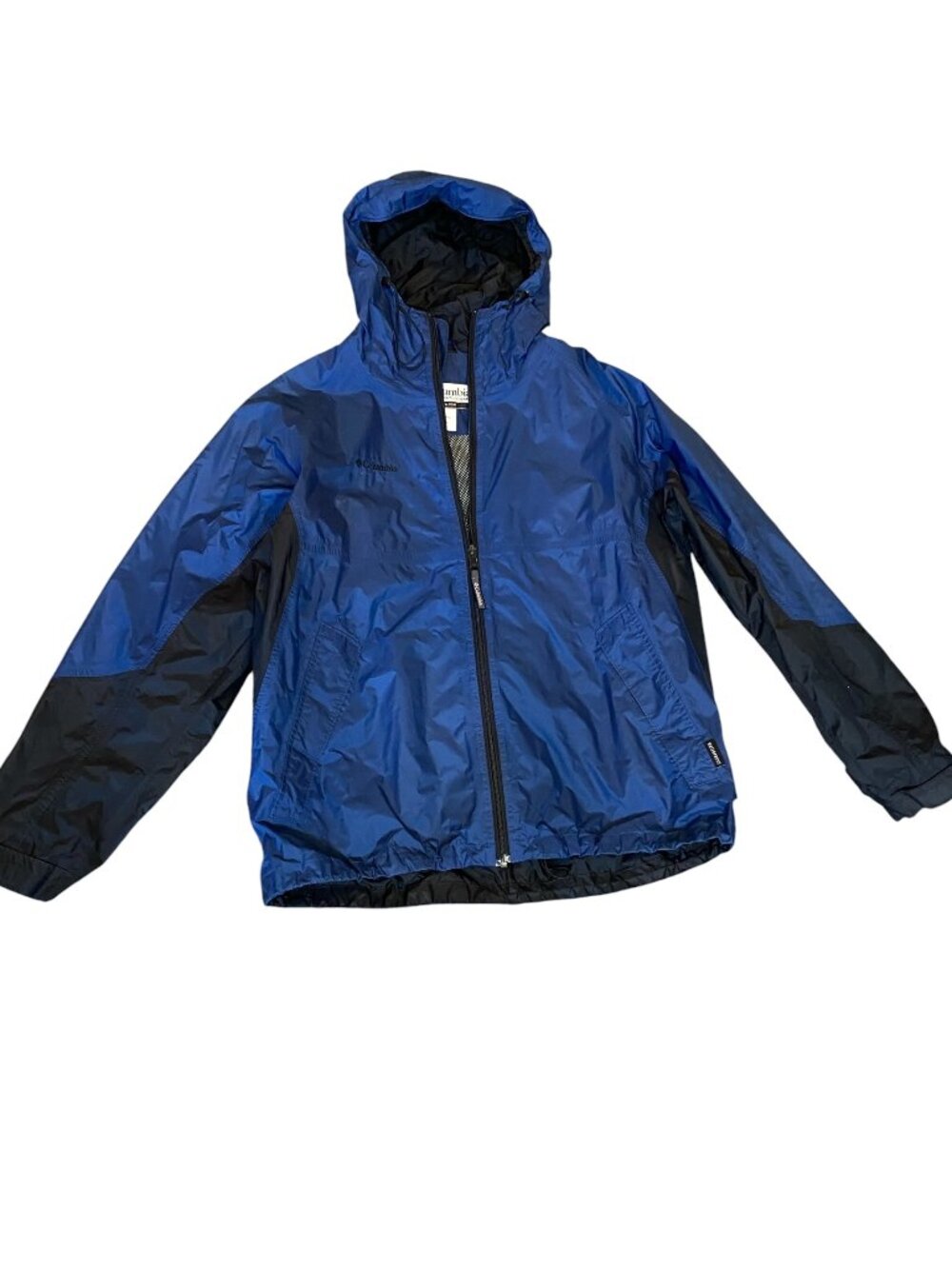 Columbia Packable Waterproof Hooded Jacket Mens L Blue/Black #81V